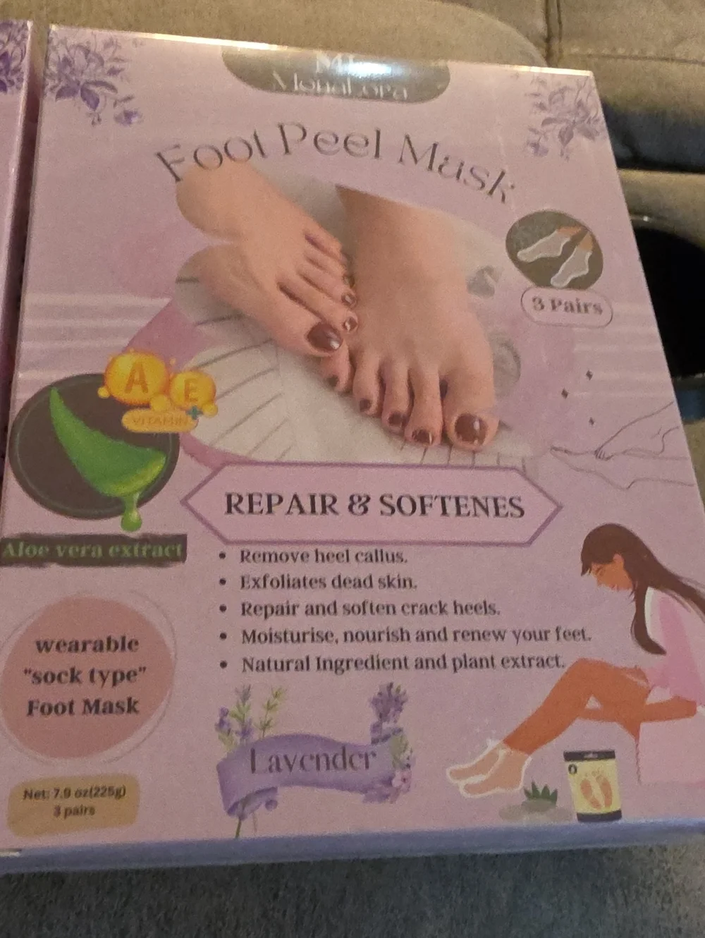 2 Boxes Of Foot Peel Mask for Women – Lavender Repair & Softens (3 Pr. In Box)